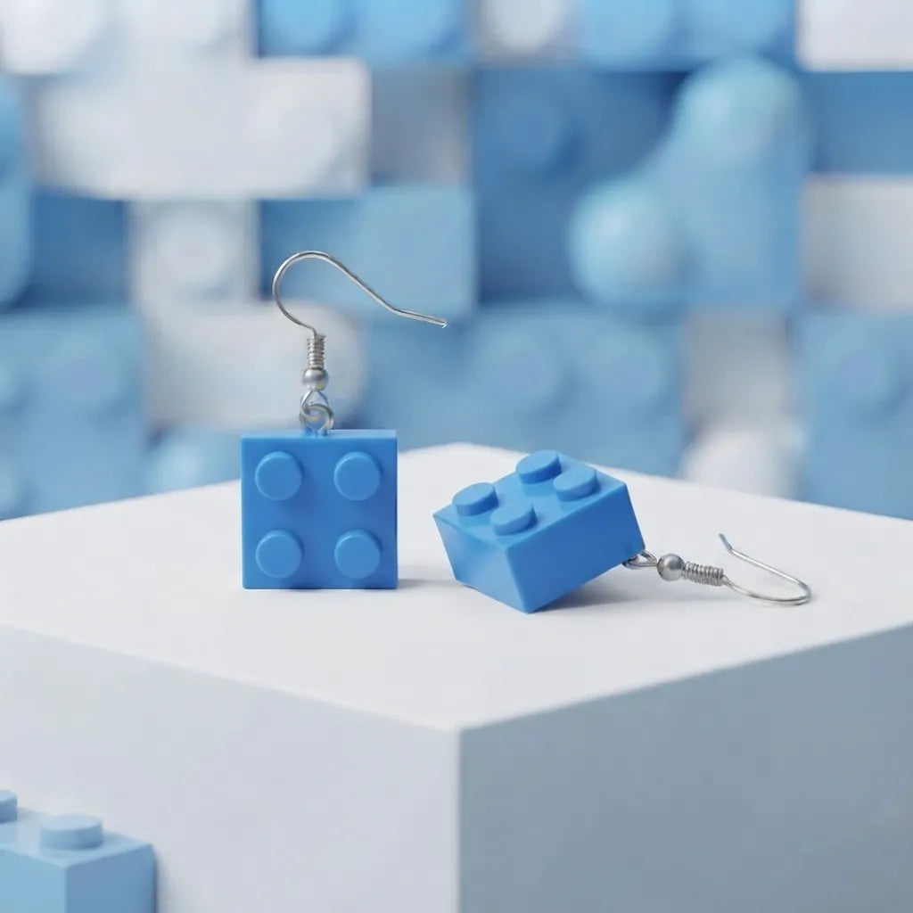 Cute Lego Brick Earrings Lightweight Novelty