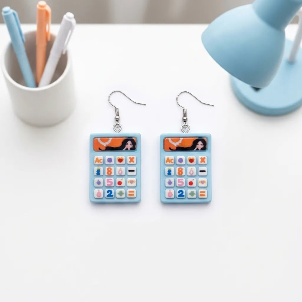 Cute Mini Calculator Earrings Fun Study Style