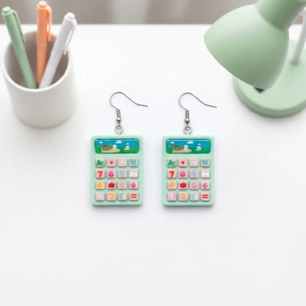 Cute Mini Calculator Earrings Fun Study Style