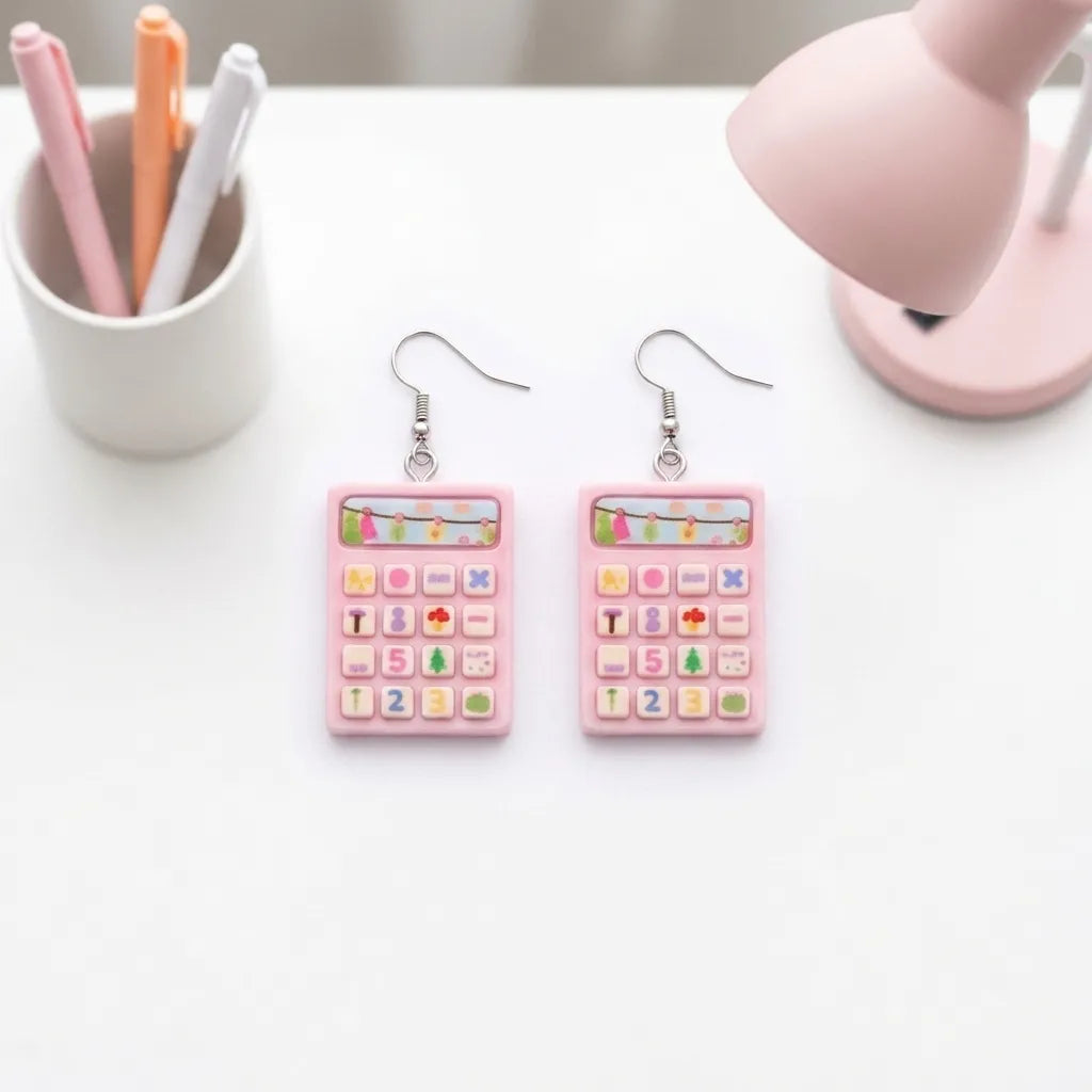 Cute Mini Calculator Earrings Fun Study Style