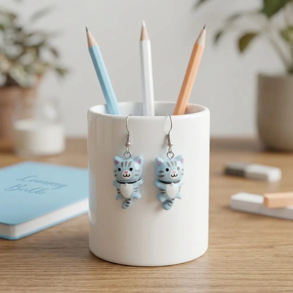 Cute Tabby Cat Earrings Adorable Pet Style