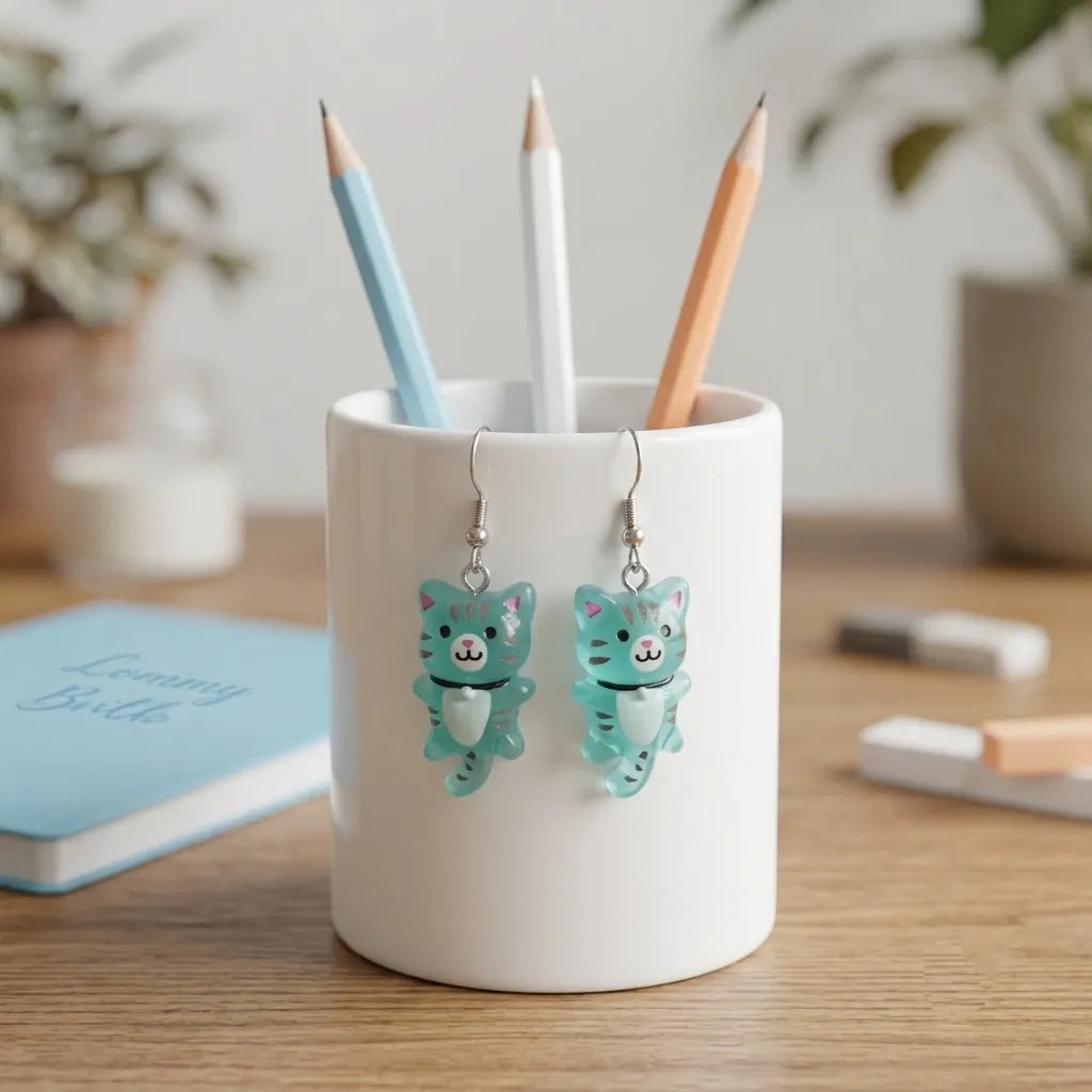 Cute Tabby Cat Earrings Adorable Pet Style