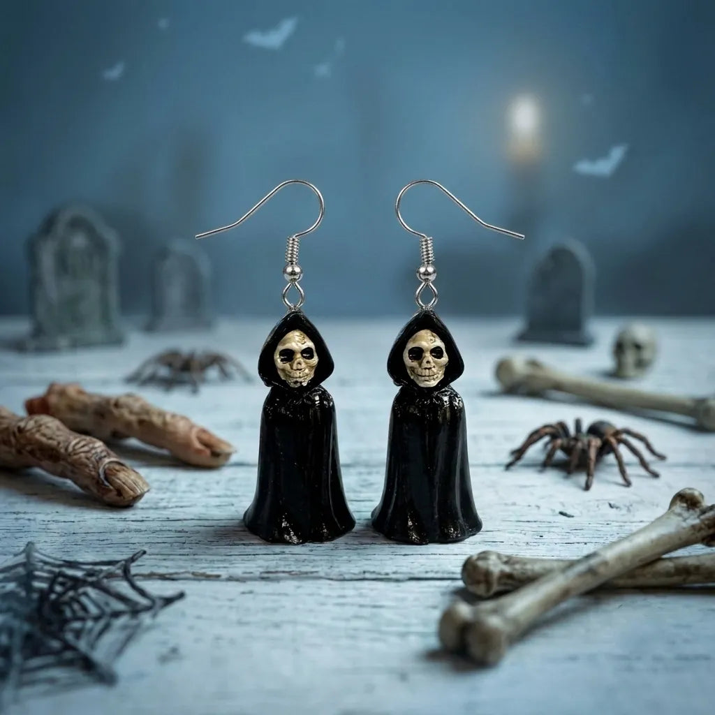 Grim Reaper Earrings Spooky Halloween Jewelry 