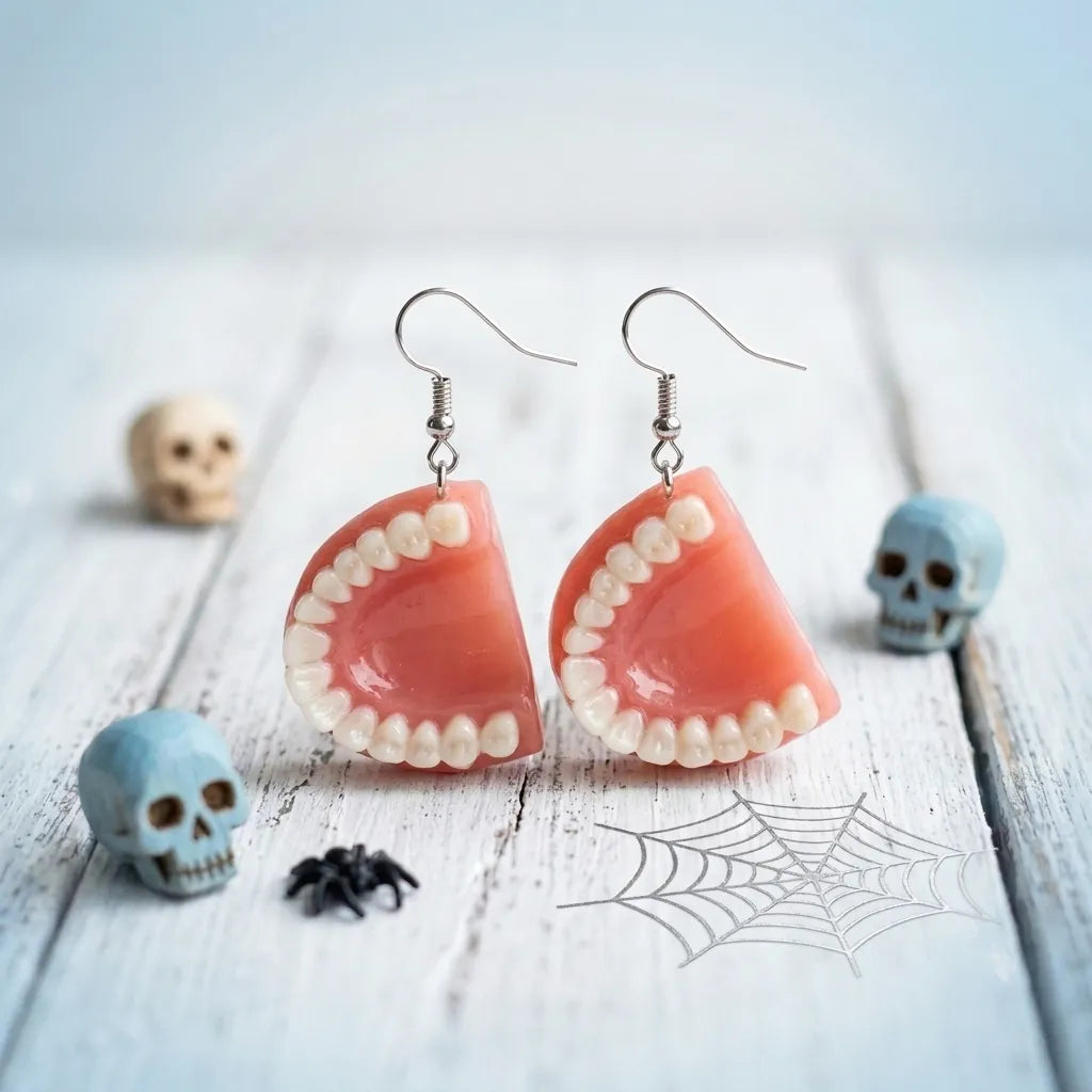 Teeth Earrings Spooky Halloween Statement Jewelry 