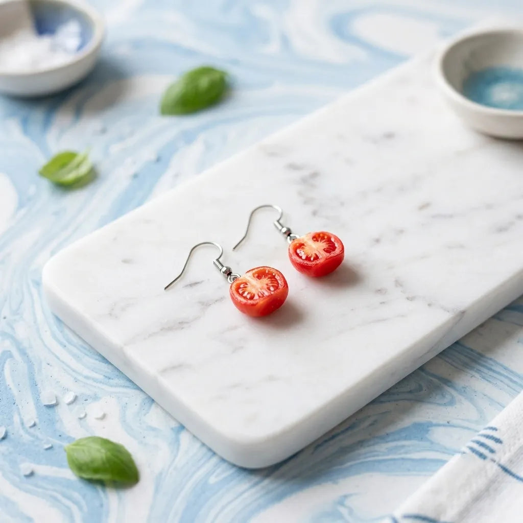 Red Sliced Tomato Earrings Fun Foodie Jewelry  