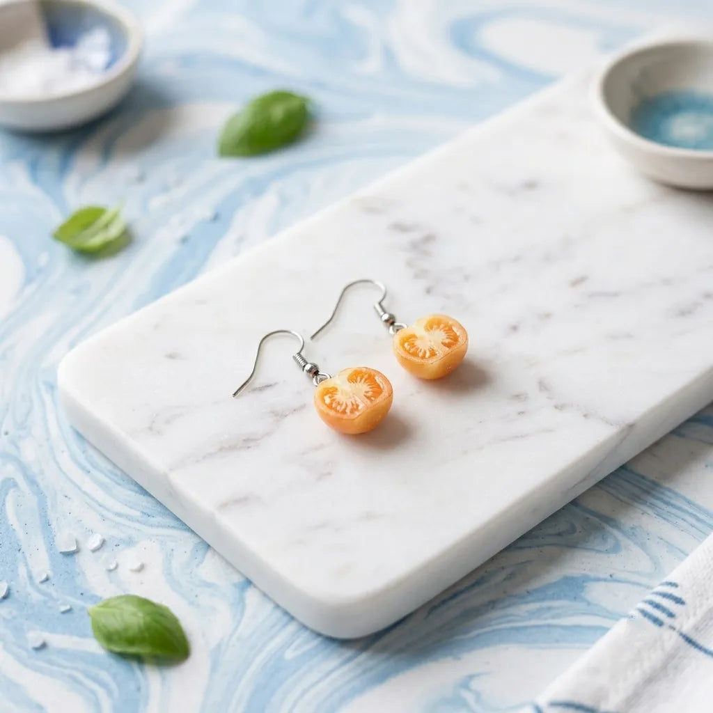Orange Sliced Tomato Earrings Fun Foodie Jewelry
