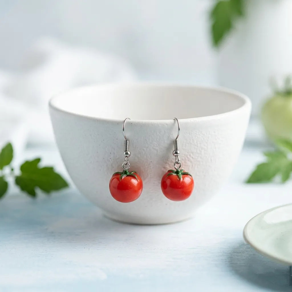 Tomato Earrings Fun Foodie Statement Jewelry 