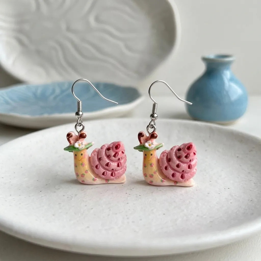 Cute Snail Earrings Fun Kawaii Animal Jewelry 