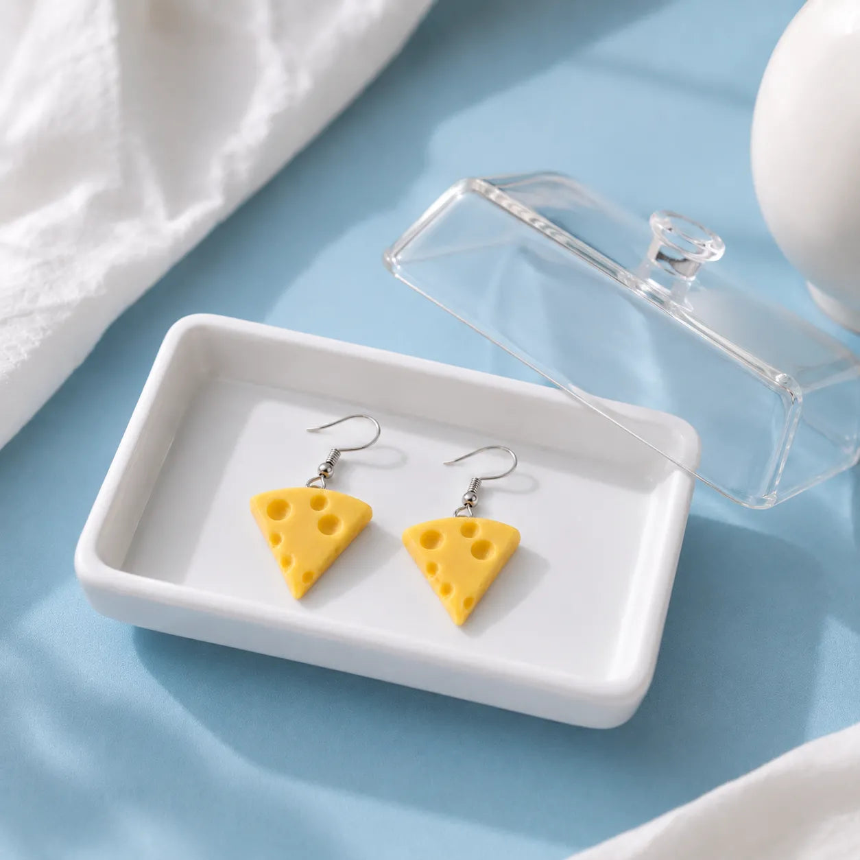 Funny Cheese Slice Dangle Earrings for Cute Y2K Style