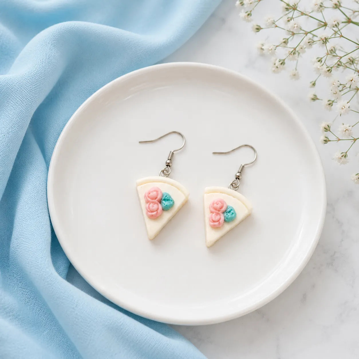 Cute Cake Slice Dangle Earrings for Kawaii Sweet Style