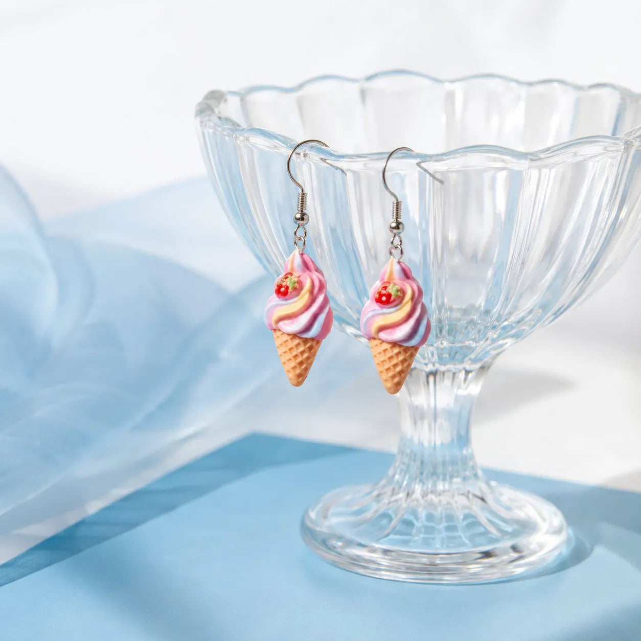 Cute Ice Cream Cone Earrings for Fun Summer Style