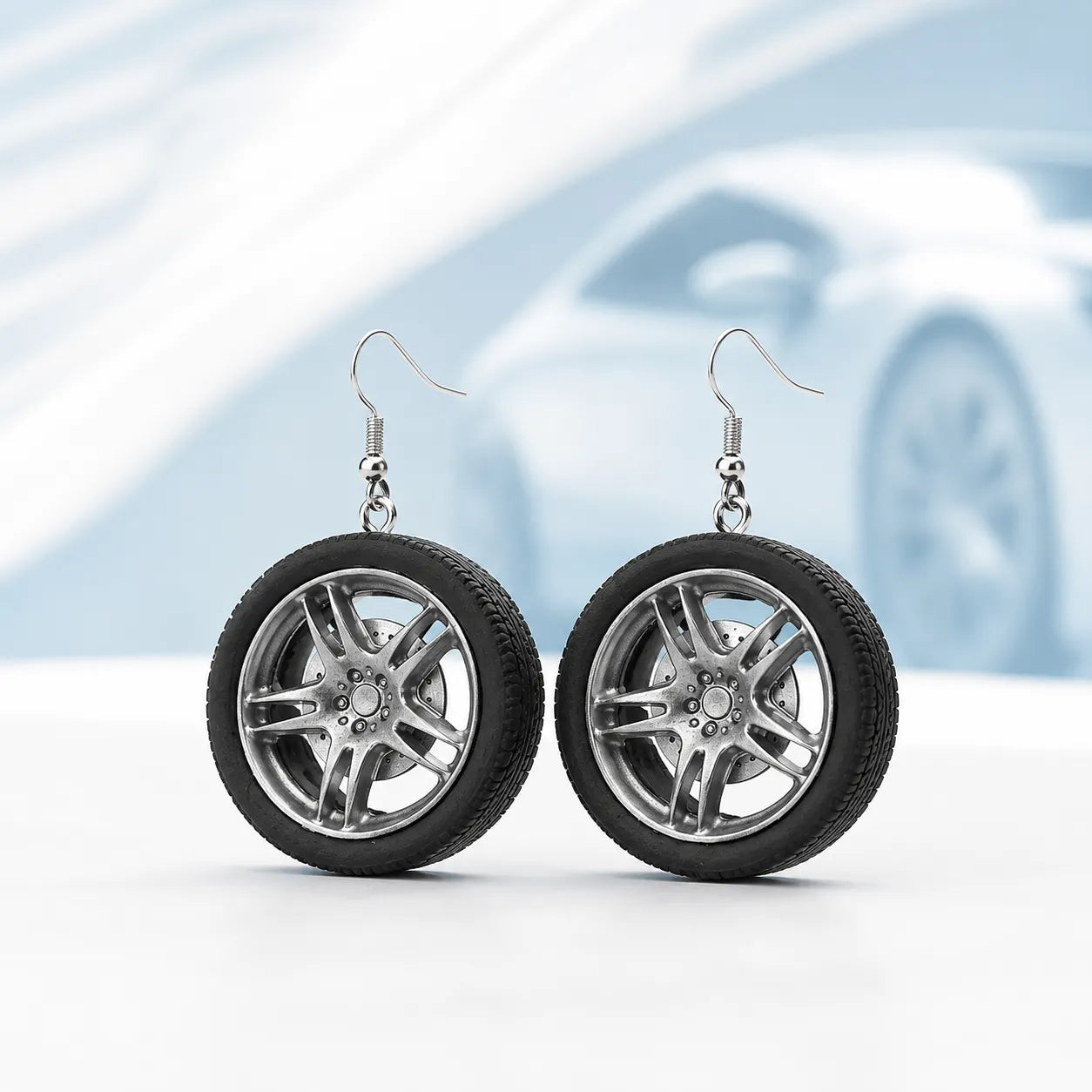 Car Tire Wheel Dangle Earrings for Auto Lovers Style
