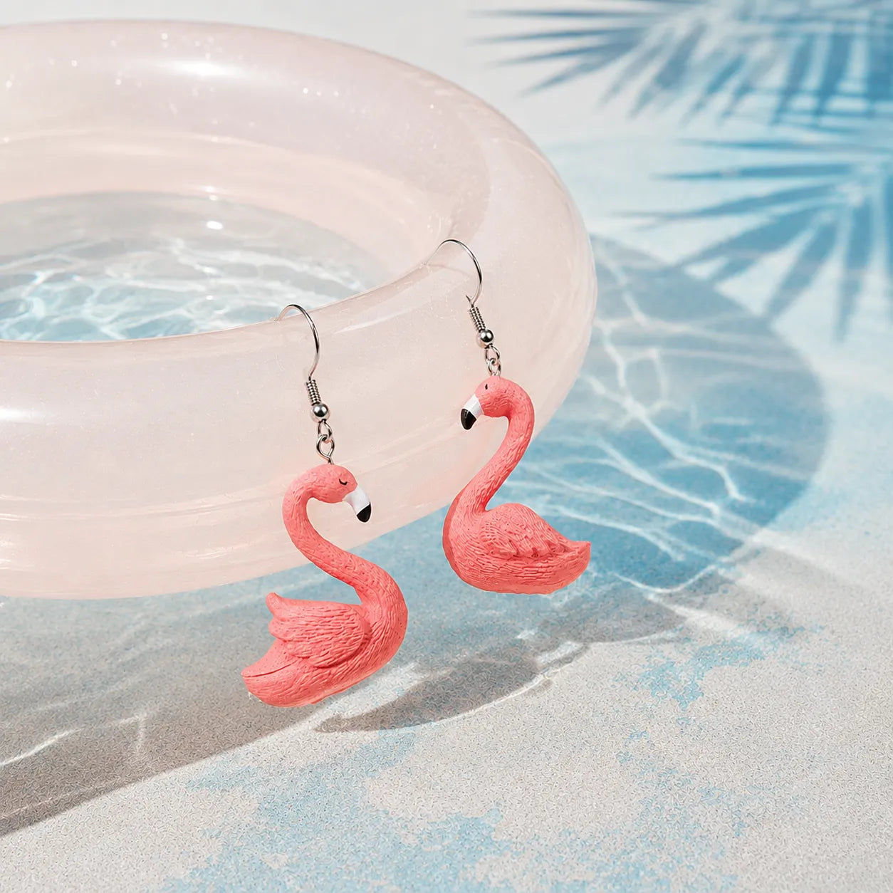 Pink Flamingo Dangle Earrings with Tropical Charm