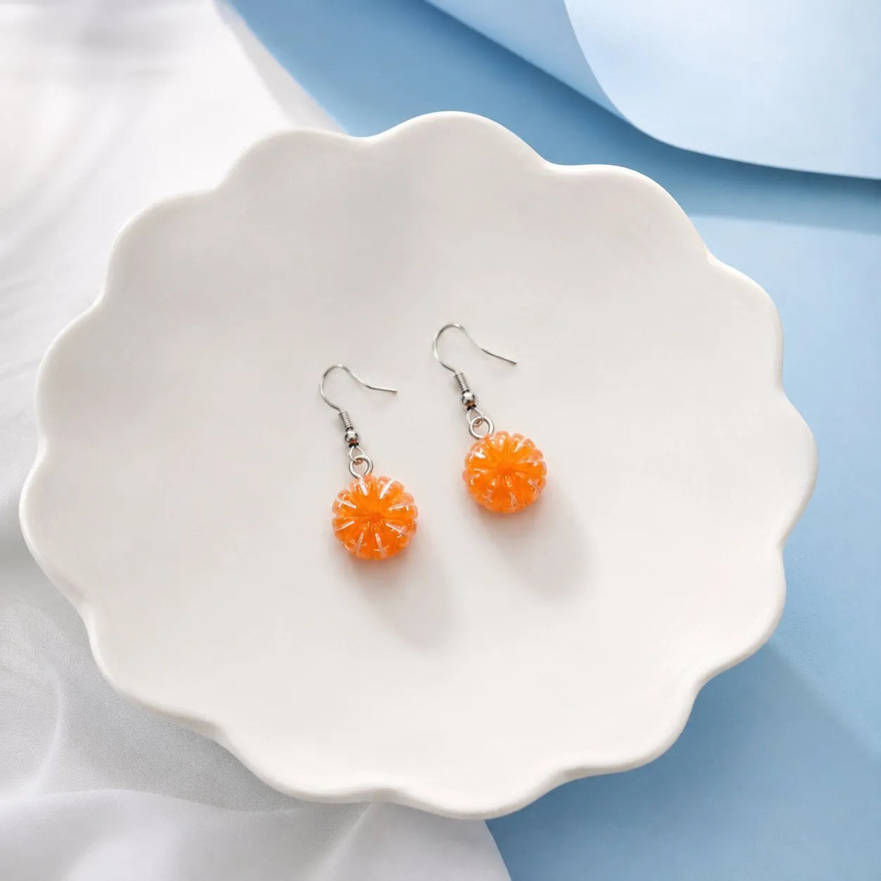 Cute Tangerine Drop Earrings for Fun Summer Style