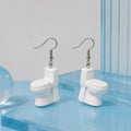 Funny Toilet Dangle Earrings Novelty Bathroom Jewelry