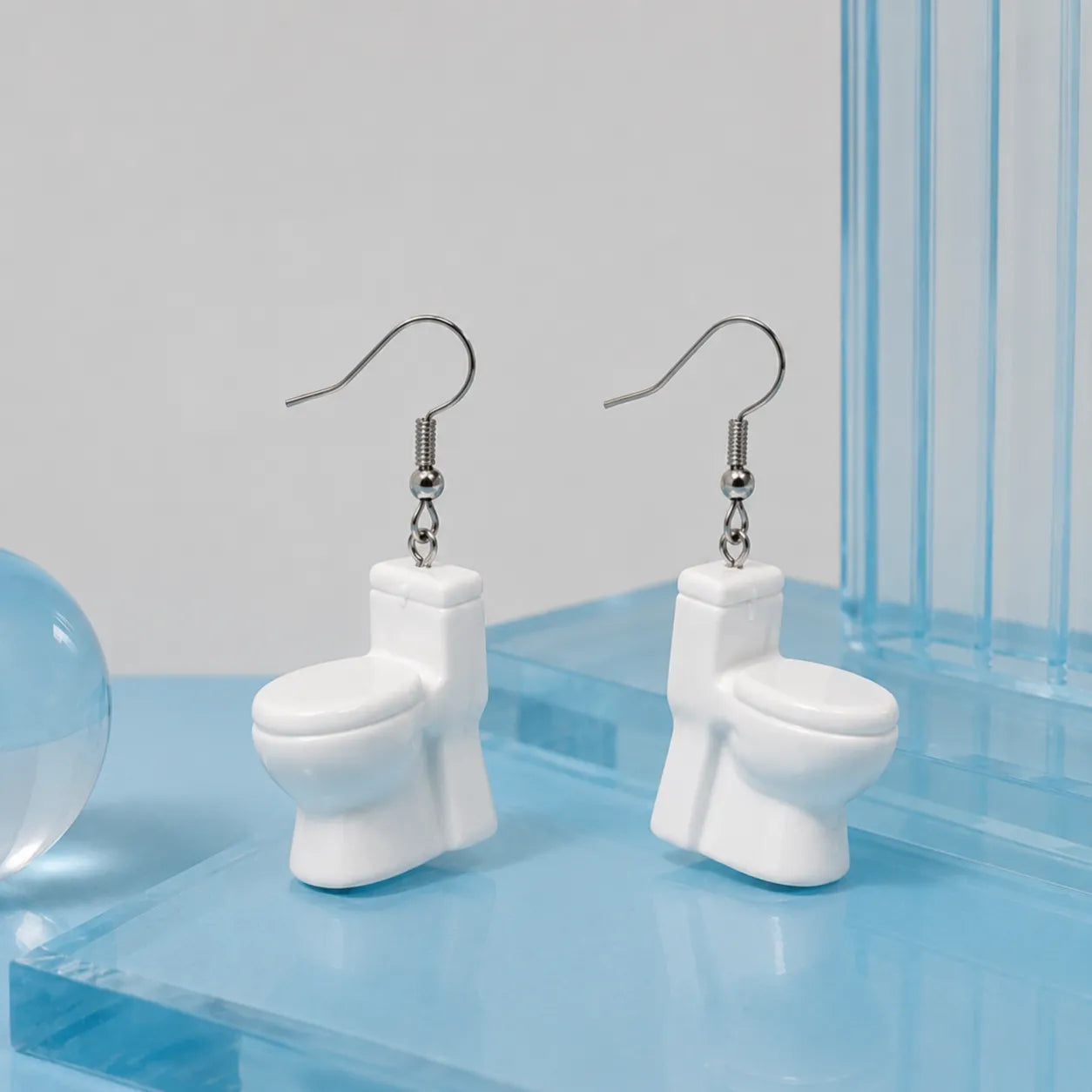Funny Toilet Dangle Earrings Novelty Bathroom Jewelry