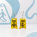 Slippery When Wet Sign Dangle Earrings Funny Novelty Gift