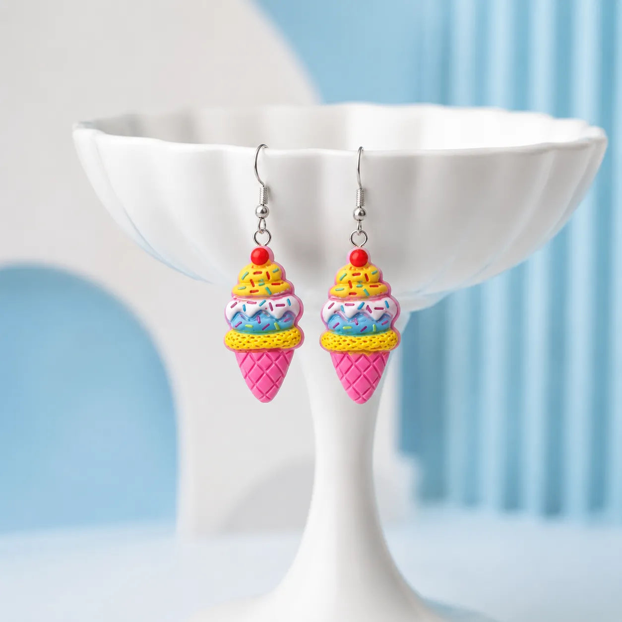 Cute Ice Cream Cone Dangle Earrings for Kawaii Y2K Style