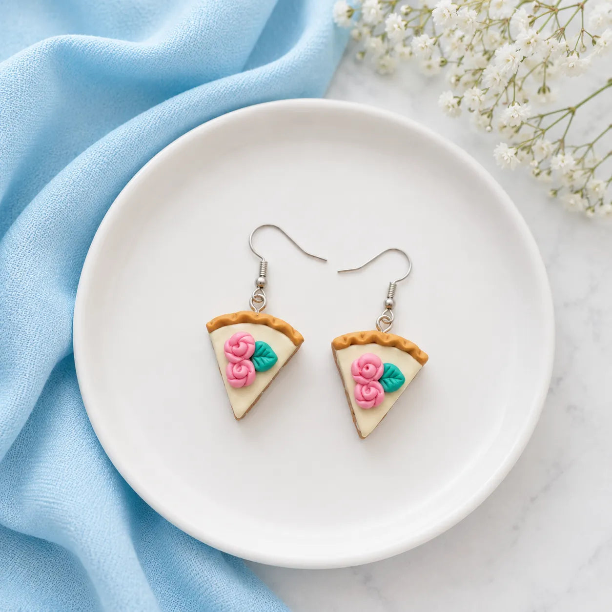 Cute Cake Slice Dangle Earrings for Kawaii Sweet Style