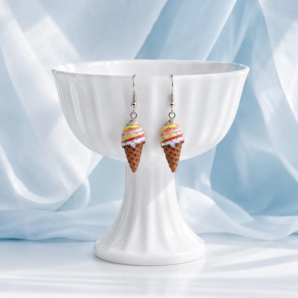 Cute Ice Cream Cone Dangle Earrings for Kawaii Style