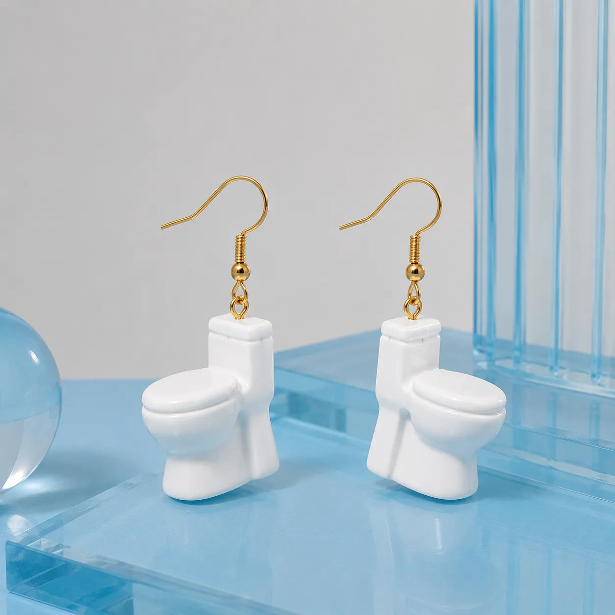 Funny Toilet Dangle Earrings Novelty Bathroom Jewelry