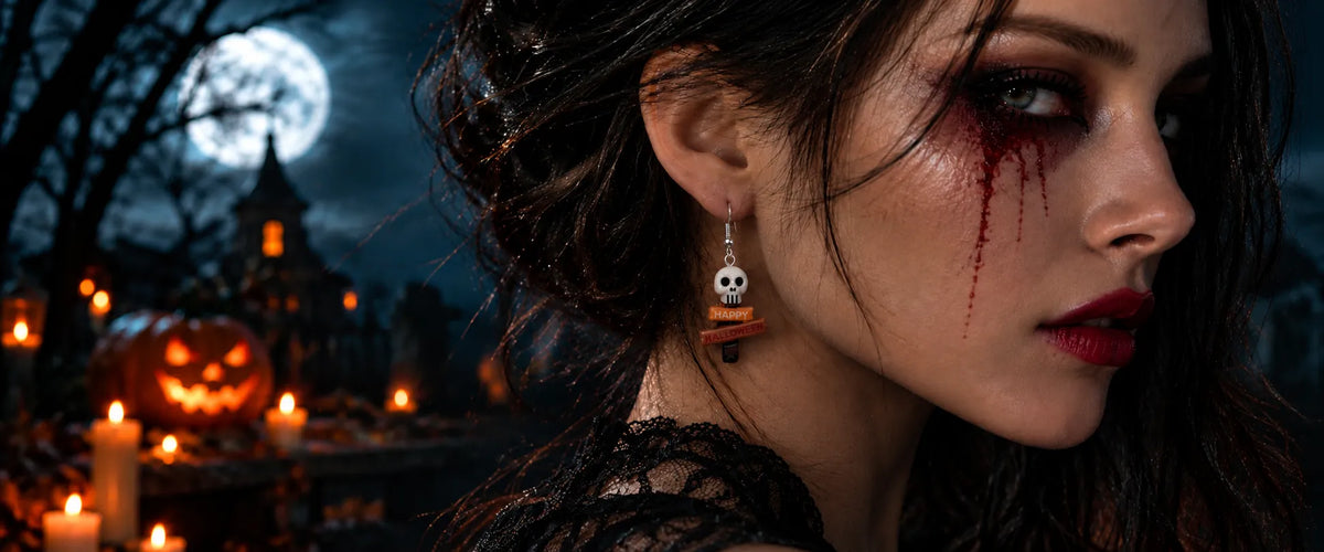 Happy Halloween Spooky Skull Earrings