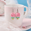 Pink Lollipop Dangle Earrings with Bow Accent Charm