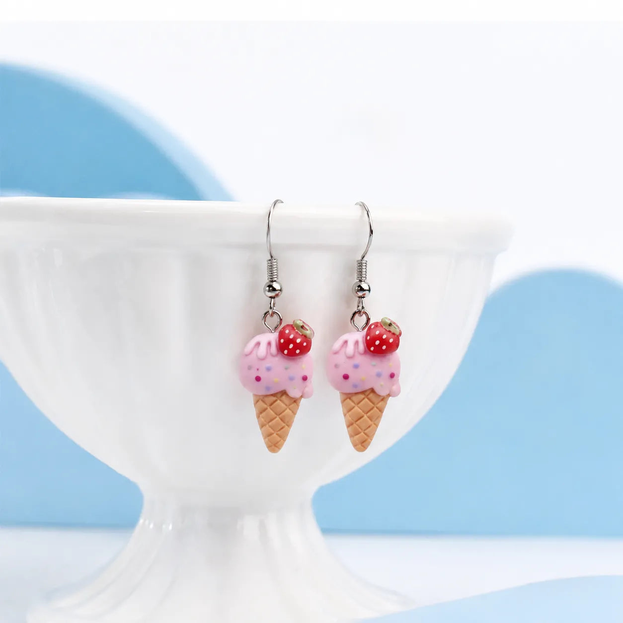 Cute Ice Cream Cone Dangle Earrings for Sweet Y2K Style