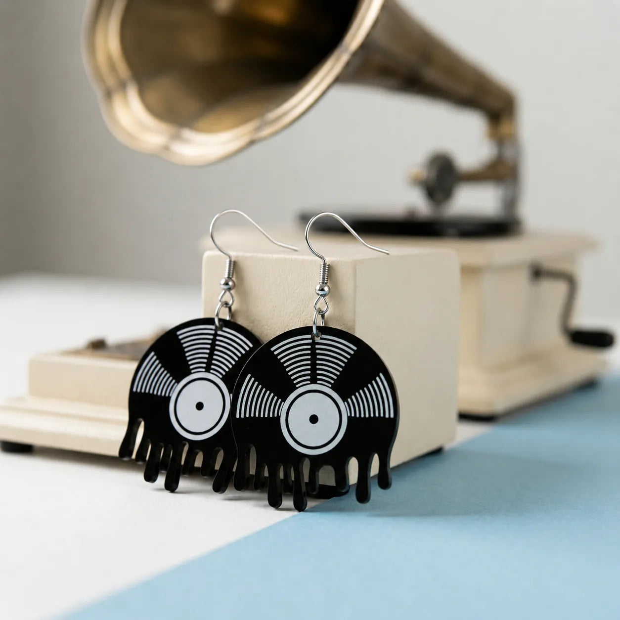 Vinyl Record Dangle Earrings for Retro Music Style Fun