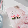 Pink Lily Flower Drop Earrings for Cute Everyday Style