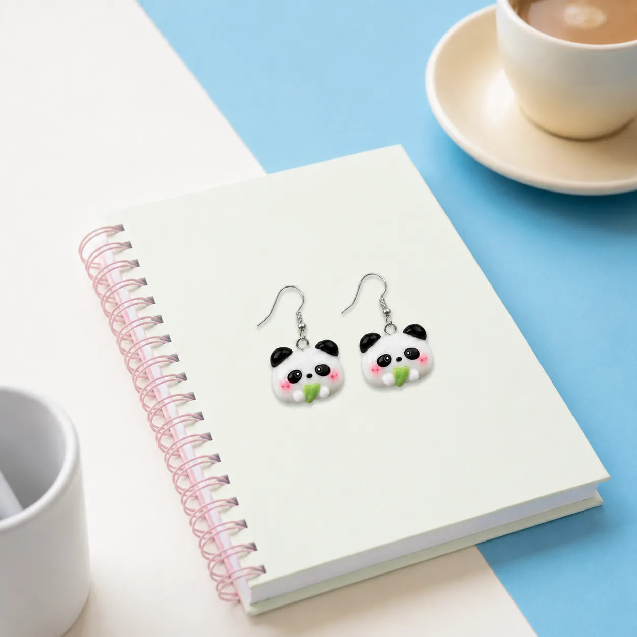 Cute Panda Bear Face Earrings Novelty Jewelry