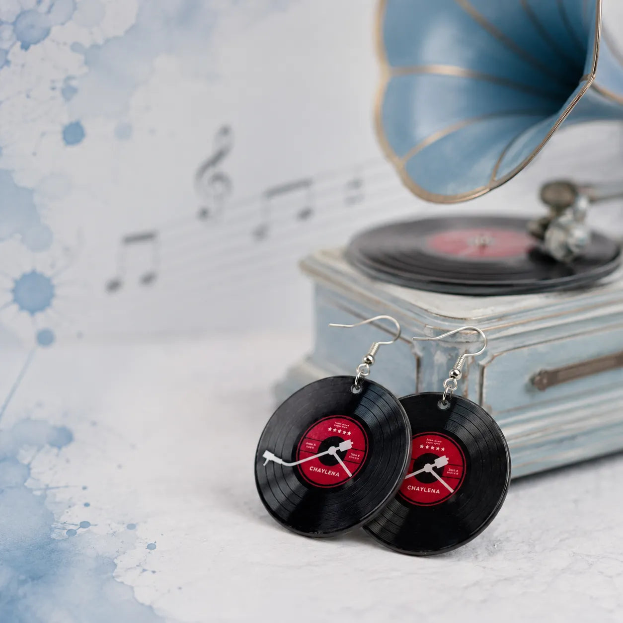 Vinyl Record Drop Earrings for Retro Music Lover Style