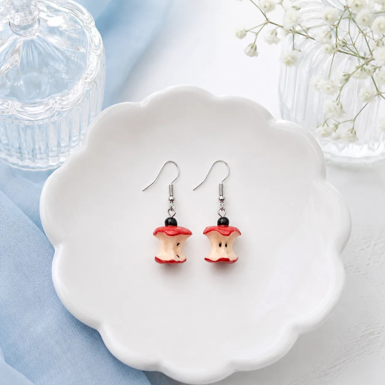 Bitten Apple Drop Earrings for Cute Everyday Style