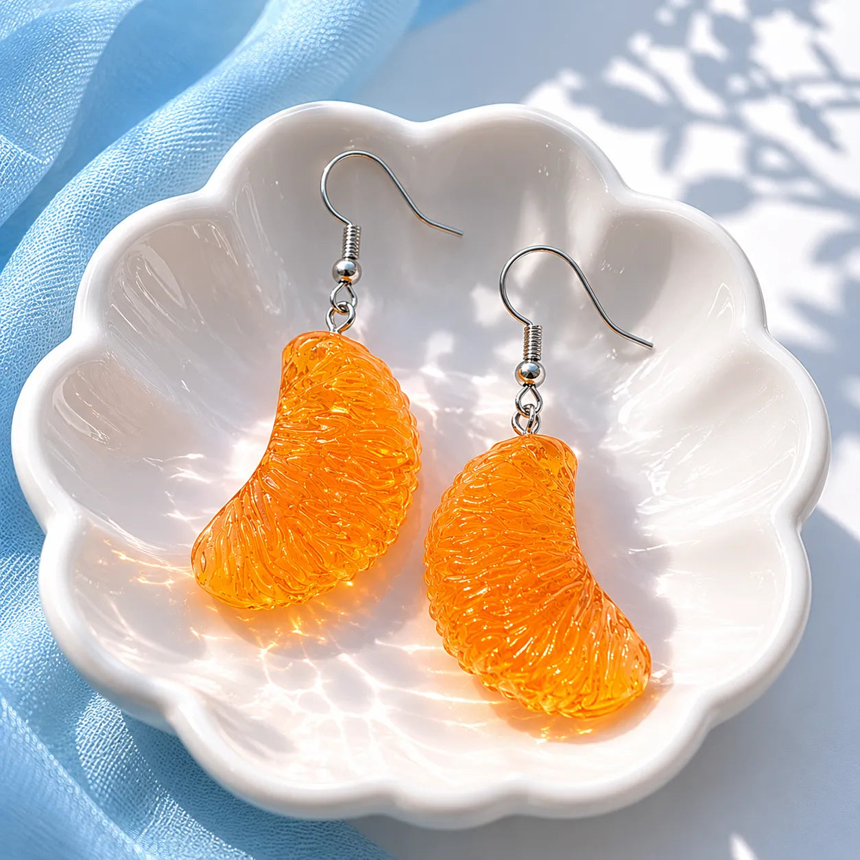 Cute Tangerine Slice Dangle Earrings for Kawaii Style