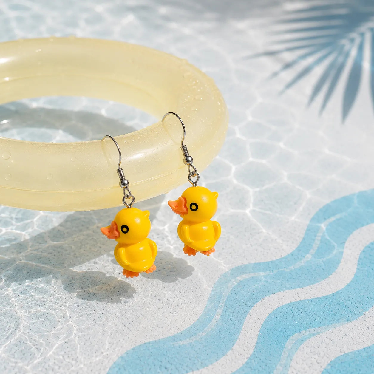 Cute Yellow Rubber Duck Earrings Novelty Jewelry